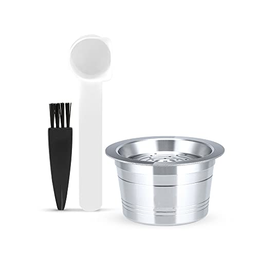 RECAFIMIL Cápsulas de café reutilizables de acero inoxidable recargables cápsulas de café compatibles con Caffitaly Tchibo Cafissimo cafetera, 1 cápsula+1 cepillo+1 cucharada