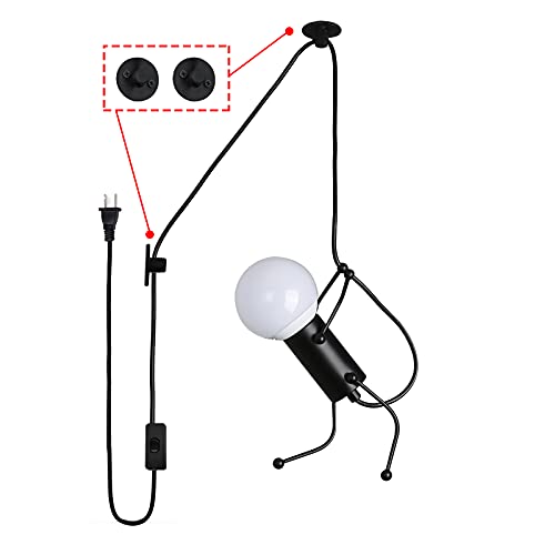 Lámpara de Techo Colgante Metal Hormiga Negro Moderna - Luz Pared Ajustable Colgar con Cable Interruptor, Lampara de Candelabro Aplique Ppared Interior Rústica Industrial para Salon Dormitorio Comedor Cover