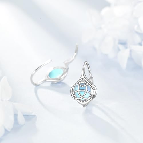 Boucles d'oreilles celtiques en argent 925 et pierre de lune véritable - 6