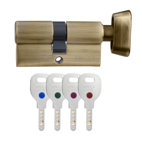 Image of Godrej Cylinder | Europrofile Ulturo XL+ | 1CK 60mm | Antique Brass Finish | Door Thickness Upto 40mm | 4 Keys