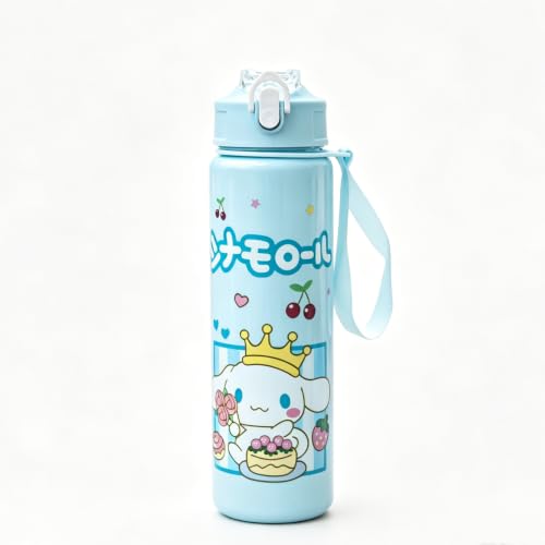 Clwalny Cartoon Huntrix Water Bottle for Girls 25oz Leak Proof with Straw Lid Gifts for Girls (Cinnamoll)