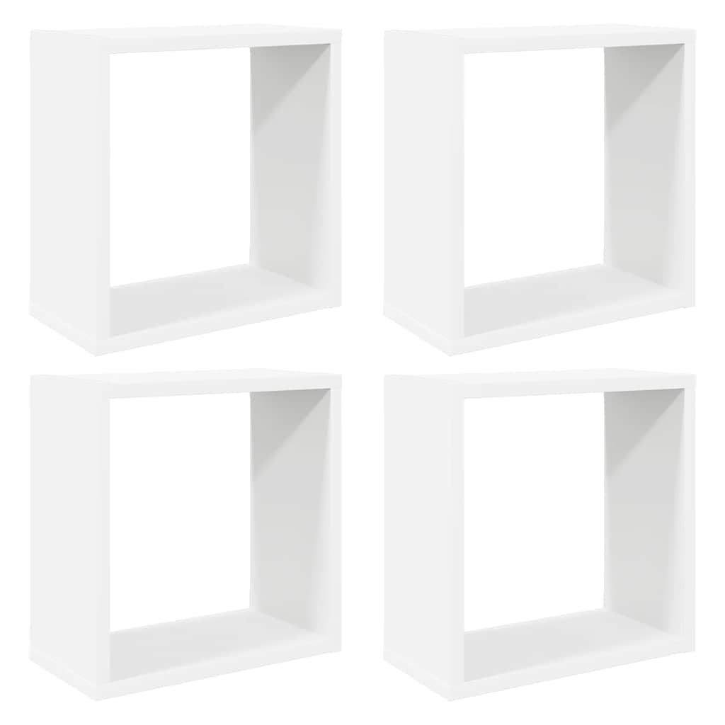 vidaXL 4x Wall Cube Shelves Home Living Room Bedroom Furniture Set Shelving Ledges Storage Wall Hanging Floating Shelf Unit Cube Organiser White