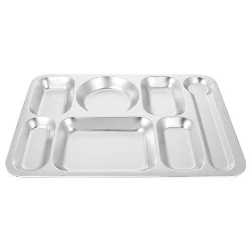 HOLIDYOYO Stainless Steel Plate 7 Section Divided Reusable Charger Plate Perfect for Camping