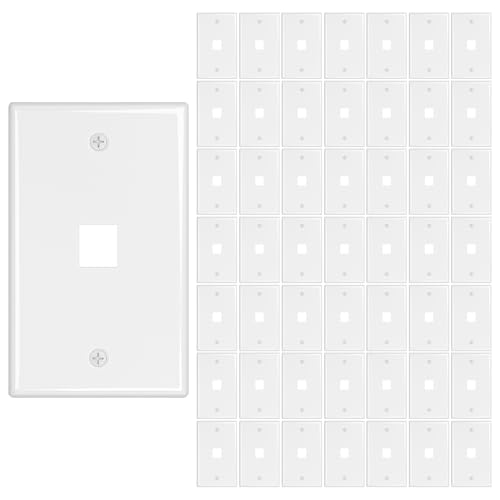 Image of iwillink 1-Port Keystone Wall Plate 50-Pack, Ethernet Wall Plate