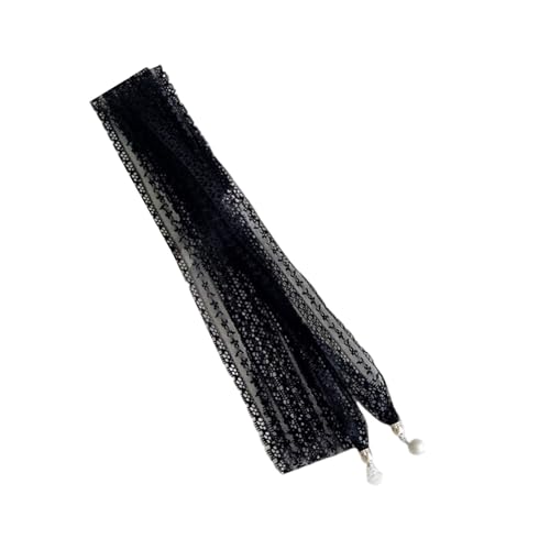 Women's Lace Scarf - Long Skinny Belt Necktie - Black