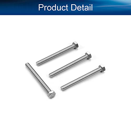 Image of Bettomshin 4Pcs M8 x 80mm Hex Bolts, 304 Stainless Steel 1.25mm Thread Pitch Fully Threaded Metric Hex Head Screw Bolts, Hexagon Screw Bolt, Hex Tap Bolts, Silver, A2-70 (Overall Size 85.3x13x13mm)