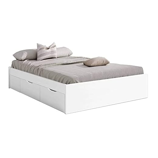 Miroytengo Cama de Matrimonio con Cuatro cajones Lyon Color Blanco Mate Dormitorio habitación Estilo Moderno 150x190 cm