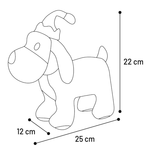 Flamingo Hundespielzeug – WEIHNACHTSSPIELZEUG – Aviana Hund Grau – 22 cm – Plüsch- und Cordstoffspielzeug mit Quietscher