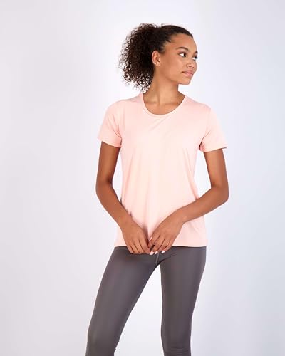 Image of Real Essentials 5 Pack: Women's Dry Fit Tech Stretch Short-Sleeve Crew Neck Athletic T-Shirt Available in Plus Size Set Medium