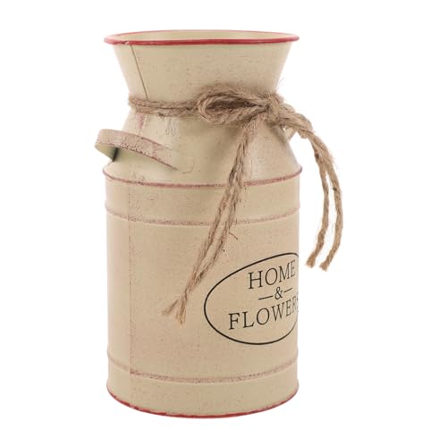 ZUNOXAZ Cubeta de Hierro Vintage para Decoración Jarrón Retro de para Flores Secas y Plantas con Asas para Decorar Casa