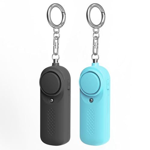 Qoosea 2 Allarme Personale Safesound Security Alarm 130dB Sirena Allarmi di Sicurezza Forti Portachiavi con Luce LED Polizia Approvato Allarme di Sicurezza per i Bambini Donne Anziane Studenti