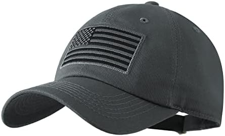 IIN USA American Flag Baseball Cap for Men Women Low Profile Army Military Fitted Dad Hat (Dark Gray)