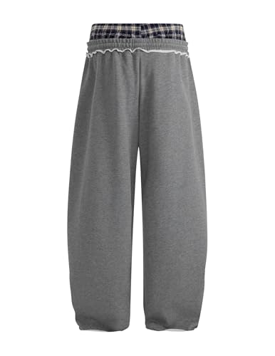 Image of Aelfric Eden Baggy Wide Leg Sweatpants for Women Men Double Elastic Waisted Streetwear Y2K Casual Trouser with Pockets