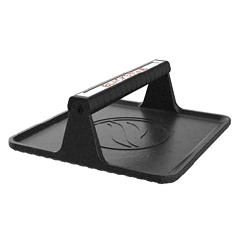 BLACKSTONE XL Griddle Press, 5436, Cast Iron Smooth Grill Meat Press for Crispy Bacon, Evenly Cooked Steak & Healthier Hamburgers – Sandwich Sear Press, Black