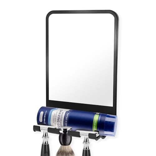 Shower Mirror Fogless for Shaving, Fogless Mirror for Shower, Bathroom Mirror, Anti Fog Shaving Mirror with Razor Holder, NO-Drilling, Shatterproof Shaving Mirror for Shower, Shower Mirror for Men