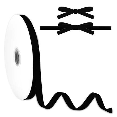 1cm Samtband Schwarz 10mm Zoll Dünnes 1 cm Schwarzes Samtband Zum Verpacken Von Geschenken Zum Dekorieren Von Kränzen Und Binden 23m/25 Yards