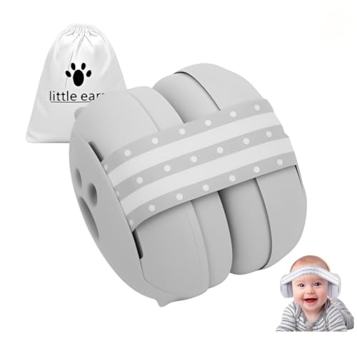 Baby Ear Defender for Babies and Toddlers up to 36 Months Soft and Adjustable Noise Cancelling Headphones Protectors Babies Travel Essentials Ear Muffs for Sleeping Airplane Grey Ear Muffs