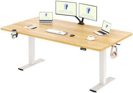FLEXISPOT Elevated Desk with Table Top 180 x 80 Electric Lift Table Standing Desk, Height Adjustable Desk with 4 Memory Control and 2 Hooks (Maple)
