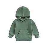 AEEMCEM Unisex Baby Boy Girl Hoodies Basic Solid Long Sleeve Kangaroo Pocket Hooded Sweatshirts Pullovers Top Fall Clothes (A-Green, 18-24 Months)