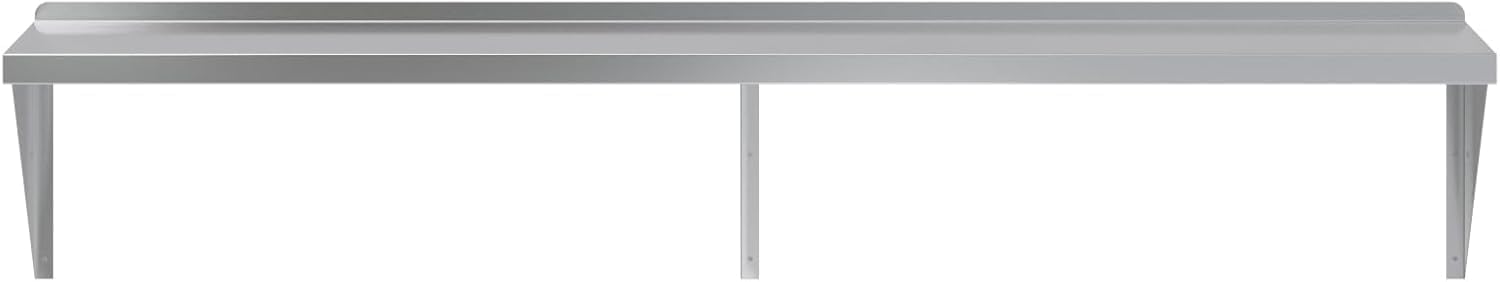Stainless Steel Wall Shelf | Square Edge Commercial Wall-Mounted Shelf | Heavy Duty Metal Shelving | NSF Certified (18" Deep x 72" Wide)