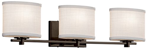 Justice Design Group Lighting FAB-8443-30-CREM-MBLK-LED3-2100 Textile Era LED 3-Light Bath Bar-Matte Black Finish with Woven Fabric Cream-Oval Shade