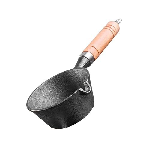MOLUCKFU Frying Pan Multi-functional Cast Iron Butter Melting Pot for Cooking Cheese Use for Gas and Induction Cookers Height