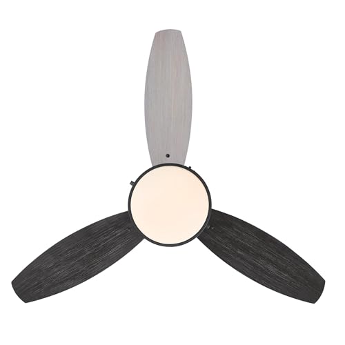 Image of Westinghouse Lighting Alloy Contemporary Indoor /Outdoor Ceiling Fan, LED Light Fixture with Opal Frosted Glass, 42 Inch, Matte Black Finish