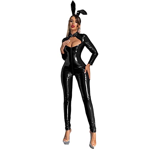 Collants à manches longues extensibles pour femme combinaison moulante zippée et élastique