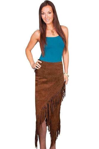Skirt, Long Western Suede Leather with Fringe - Style L659