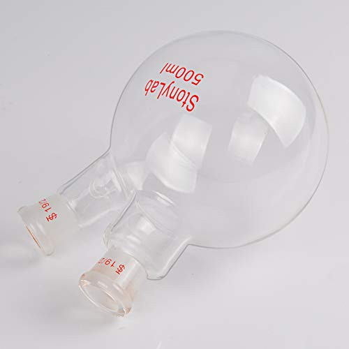 Stonylab Glass 500Ml Heavy Wall 2 Neck Round Bottom Flask Rbf, With 19/22 Center And Side Standard Taper Outer Joint - 500Ml #TOP5