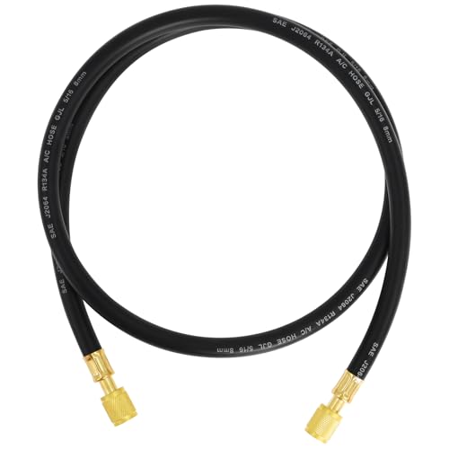 Image of 3 /8 inch HVAC Vacuum Pump Hose 5FT, 3 /8 inch x 3 /8 inch SAE Fittings, 600 PSI Working Pressure 3000 PSI Burst, 15660 Flexible Rubber AC Charging Hose for R134A R410A R22 Refrigerant Systems