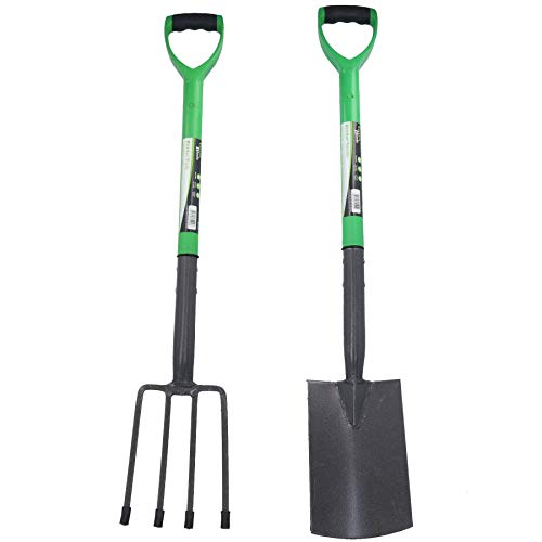 AB Tools Garden Gardening Border Fork + Border Spade Carbon Steel Blades 2pc Set