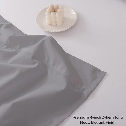 Image of Light Grey Queen Flat Sheet Only, Soft 100% Cotton Top Sheets | Sateen Weave 1 Piece Cool & Breathable Luxury Hotel Quality Bed Sheets, Extra Soft and Comfy - Wrinkle Free Bedsheet