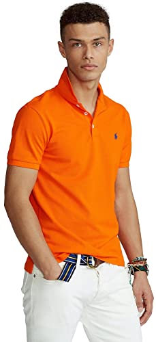 Image of POLO RALPH LAUREN Men Custom Fit Mesh Pony Logo Shirt (XL, SailingOrange)