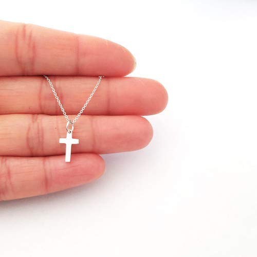 Miniatura 3 de Sterling Silver Tiny Cross Charm Necklace 18"