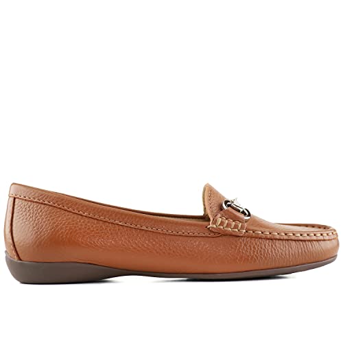 Image of Women's Genuine Leather Slip on Buckle Loafer