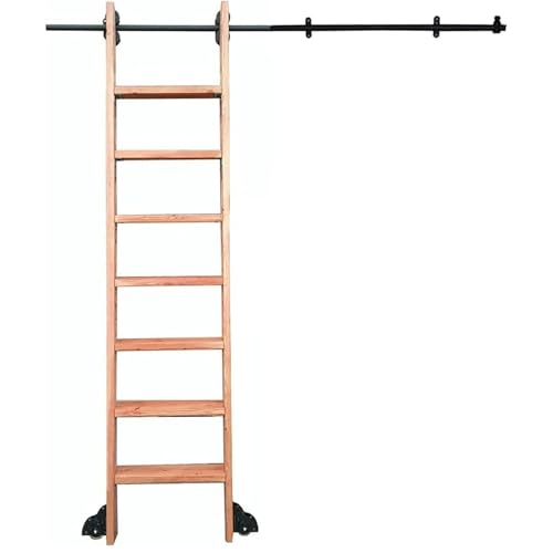 Kit di scale mobili per biblioteche, resistente, regolabile da 1 a 8 m, sistema a scala mobile con ruote a rullo, perfetto per librerie e magazzini (4 m - 7,9 m)