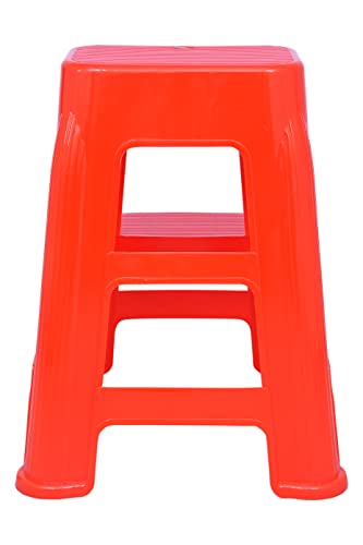Image of Prima Plastic Durable Moulded Plastic Step Stool Non-Slip for Home & Garden with high Load Capacity. (Set of 1, Red)