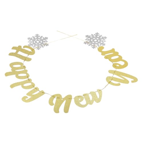 BAZEITFLOW Pancarta de Fiesta de Año Colgante y Decoración para Tartas Banner Festivo para Celebraciones y Fotomatón Fácil de Usar y Diseño Temático