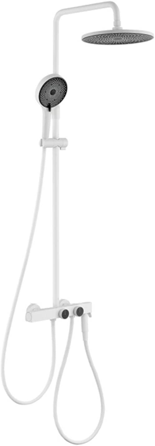 SnamicE Shower System, Shower Faucet Set Thermostatic Rain Shower Combo Set Wall Mounted Tub and Shower Trim Kit with 10 Inches Rainfall Shower Head, Tub Spout, Handheld Sprayer,White