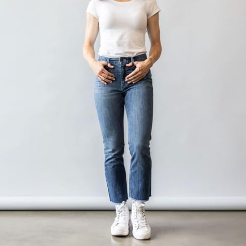 Kimes Ranch Women's Monica Cropped Casual Western Mid Rise Waist Fitted Thigh Straight Leg Mid Wash Denim Jeans2