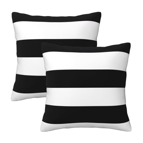 Luckily&Day Juego de 2 fundas de cojín cuadradas con estampado de rayas blancas y negras de 20 x 20 pulgadas, fundas de almohada decorativas para sofá, sala de estar