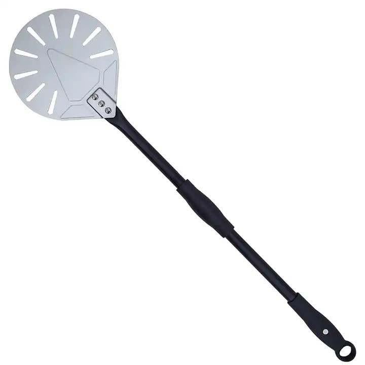 Italian Style Pizza Turning Peel Anodized Aluminum, 9 inch, Detachable Handle, Perforated Pizza Peel Long Handle, Indoor & Outdoor Use