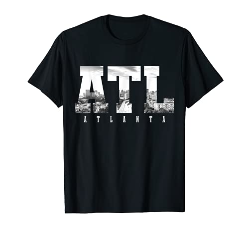 ATL Atlanta Skyline Pride Black & White Vintage Georgia T-Shirt