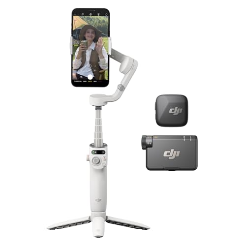 DJI Osmo Mobile 6 (Gris Platino) + Mic Mini, Estabilizador para Smartphones, Micrófono Inalámbrico, Sonido Detallado, OsmoAudio, Cancelación de Ruido Activa
