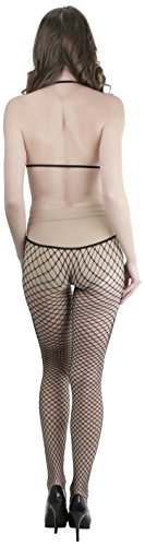 Image of ToBeInStyle Women's Bodystocking Crotchless Peek-A-Boo Fishnet Lace Bodysuit