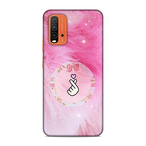 Image of Printed Mobile Back Hard Case Cover for Xiaomi Redmi 9 Power | Finger Hearts, Pink Feathers, Soft Furr -2191