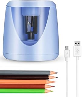 Rantizon Electric Pencil Sharpener, Rechargeable USB Battery Powered Classroom Pencil Sharpeners for No.2/Colored Pencils(6-8mm) with Auto Stop Portable for School Classroom Office Home (Blue)