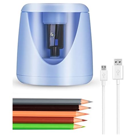 Rantizon Electric Pencil Sharpener, Rechargeable USB Battery Powered Classroom Pencil Sharpeners for No.2/Colored Pencils(6-8mm) with Auto Stop Portable for School Classroom Office Home (Blue) Cover