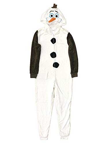 Disney Frozen Womens Plush White Olaf Snowman Hoodie Union Suit Pajamas Medium